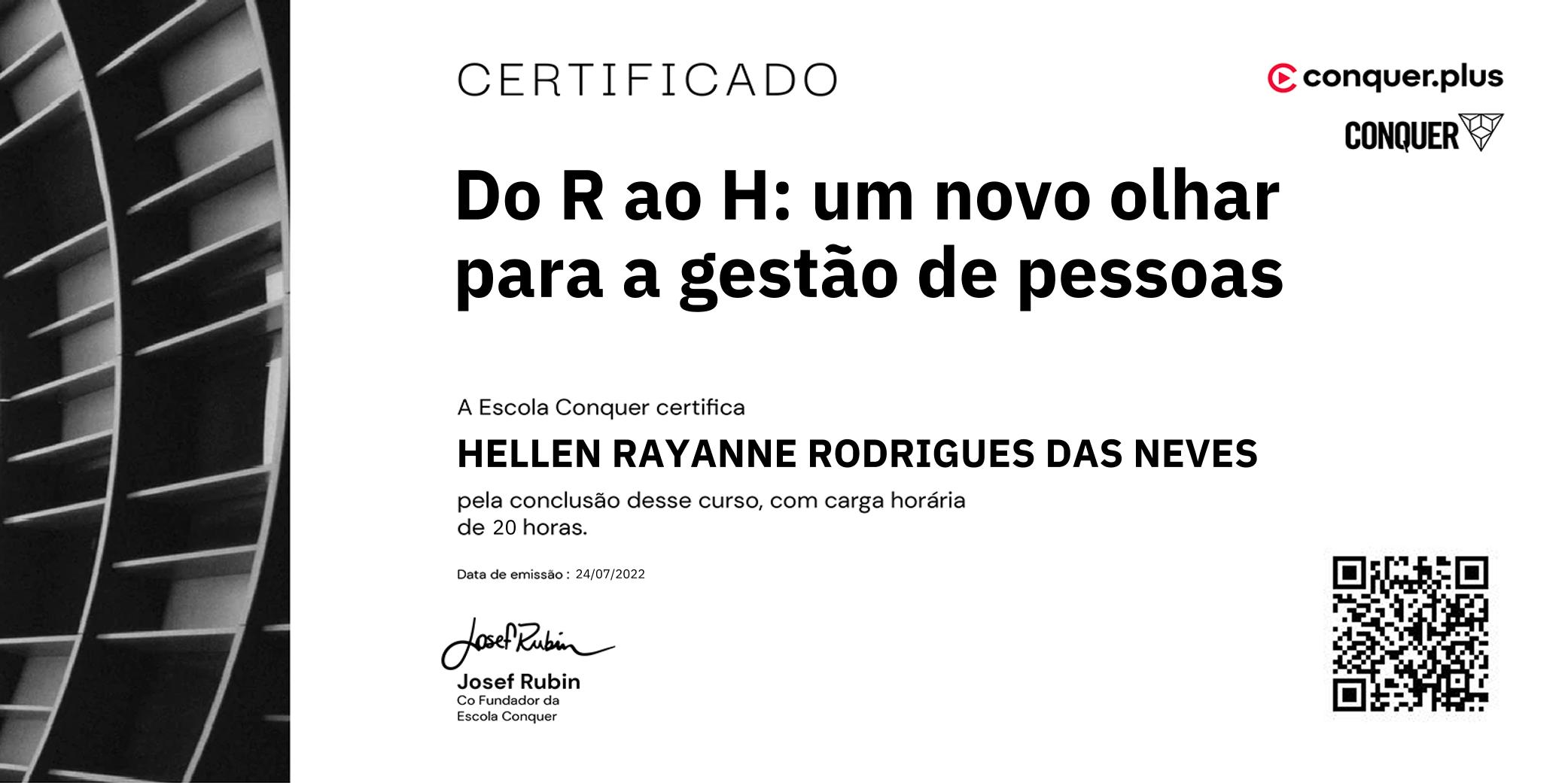 Certificado de Do R ao H: um novo olhar para a gestão de pessoas